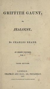 Cover of Griffith Gaunt; or, Jealousy Volumes 1 to 3 (of 3)