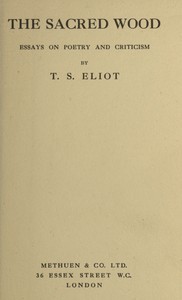 Cover of The Sacred Wood: Essays on Poetry and Criticism
