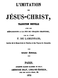 Cover of L'imitation de Jésus-Christ Traduction nouvelle avec des réflexions à la fin de chaque chapitre