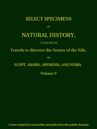 Cover of Select Specimens of Natural History Collected in Travels to Discover the Source of the Nile. Volume 5.