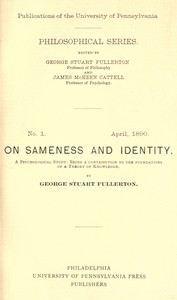 Cover of On Sameness and Identity: A Psychological Study Being a Contribution to the Foundations of a Theory of Knowledge