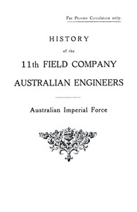 Cover of History of the 11th Field Company Australian Engineers, Australian Imperial Force