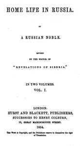 Cover of Home Life in Russia, Volumes 1 and 2 [Dead Souls]