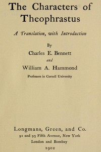 Cover of The Characters of Theophrastus A Translation, with Introduction