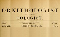 Cover of The Ornithologist and Oölogist. Vol. VIII No. 3, March 1883 Birds: Their Nests and Eggs