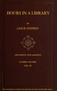 Cover of Hours in a Library, Volume 3 New Edition, with Additions