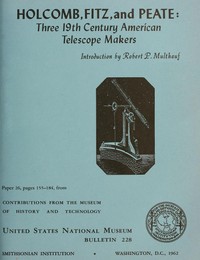 Cover of Holcomb, Fitz, and Peate: Three 19th Century American Telescope Makers
