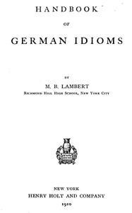 Cover of Handbook of German Idioms