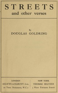 Cover of Streets, and Other Verses