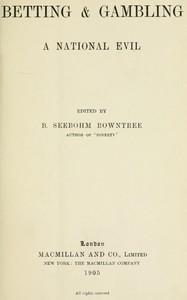 Cover of Betting & Gambling: A National Evil