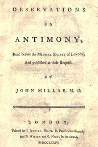 Cover of Observations on antimony Read before the Medical Society of London, and published at their request