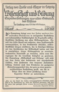 Cover of Wissenschaft und Bildung (Katalog) Einzeldarstellungen aus allen Gebieten des Wissens