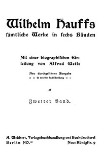 Cover of Wilhelm Hauffs sämtliche Werke in sechs Bänden. Bd. 2