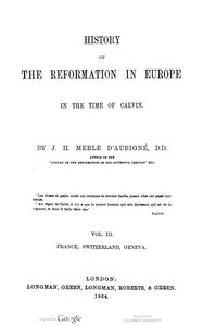 Cover of History of the Reformation in Europe in the Time of Calvin. Vol. 3 (of 8)