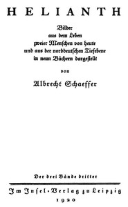 Cover of Helianth. Band 3 Bilder aus dem Leben zweier Menschen von heute und aus der norddeutschen Tiefebene