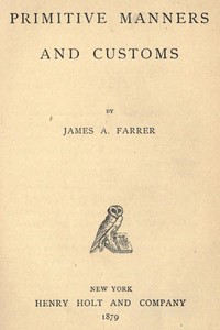 Cover of Primitive Manners and Customs