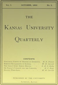 Cover of The Kansas University Quarterly, Vol. I, No. 2, October 1892