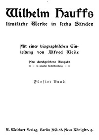 Cover of Wilhelm Hauffs sämtliche Werke in sechs Bänden. Bd. 5