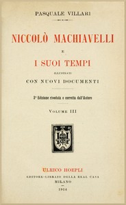 Cover of Niccolò Machiavelli e i suoi tempi, vol. III