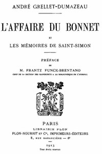 Cover of L'affaire du bonnet et les Mémoires de Saint-Simon