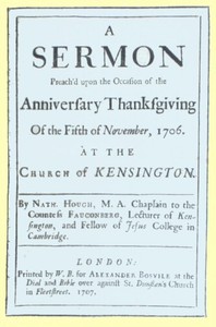 Cover of A Sermon Preach'd upon the Occasion of the Anniversary Thanksgiving of the Fifth of November, 1706 at the Church of Kensington