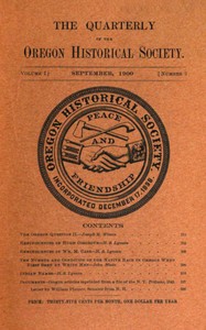 Cover of The quarterly of the Oregon Historical Society, Vol. 1, No. 3, September, 1900