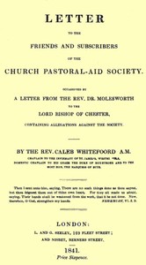 Cover of Letter to the Friends and Subscribers of the Church Pastoral-Aid Society occasioned by a letter from the Rev. Dr. Molesworth