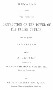 Cover of Remarks upon the proposed destruction of the tower of the Parish Church of St. John, Hampstead