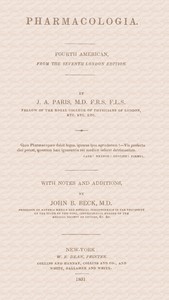 Cover of Pharmacologia Fourth American, from the Seventh London Edition