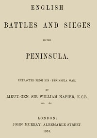 Cover of English Battles and Sieges in the Peninsula. Extracted from his 'Peninsula War'.
