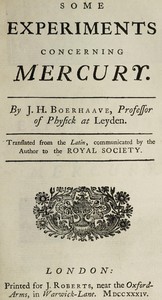 Cover of Some Experiments Concerning Mercury