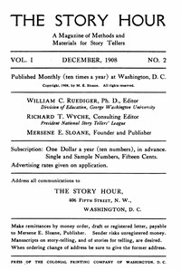 Cover of The Story Hour, Vol. I, No. 2, December, 1908 A Magazine of Methods and Materials for Story Tellers