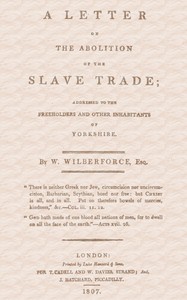 Cover of A Letter on the Abolition of the Slave Trade Addressed to the freeholders and other inhabitants of Yorkshire
