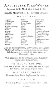 Cover of Artificial fire-works : $b improved to the modern practice, from the minutest to the highest branches