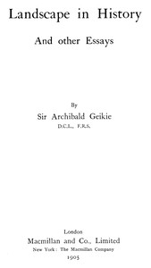 Cover of Landscape in History, and Other Essays