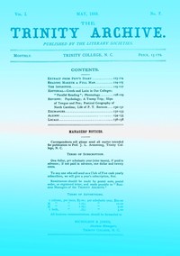 Cover of The Trinity Archive, Vol. I, No. 7, May 1888