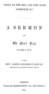 Cover of "Hear Ye the Rod, and Who Hath Appointed It" A Sermon for the Fast Day, October 7, 1857