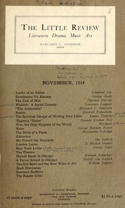 Cover of The Little Review, November 1914 (Vol. 1, No. 8)