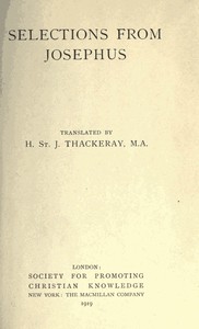 Cover of Selections From Josephus
