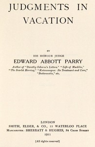 Cover of Judgments in Vacation