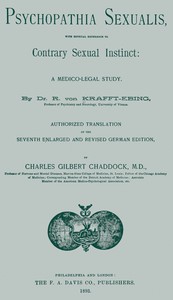 Cover of Psychopathia sexualis: With especial reference to contrary sexual instinct A medico-legal study