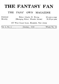 Cover of The Fantasy Fan, Volume 2, Number 2, October 1934 The Fan's Own Magazine