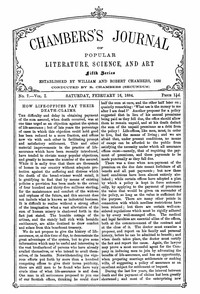 Cover of Chambers's Journal of Popular Literature, Science, and Art, Fifth Series, No. 7, Vol. I, February 16, 1884 Volume 18
