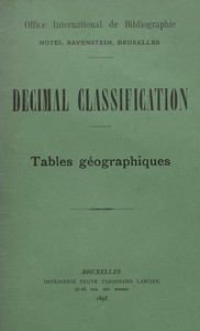 Cover of Decimal Classification. Tables géographiques