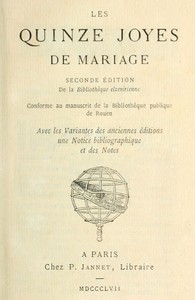 Cover of Les quinze joyes de mariage Conforme au manuscript de la bibliothèque publique de Rouen