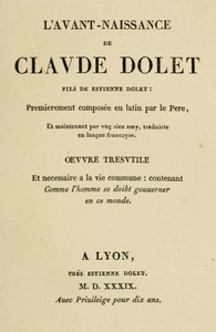 Cover of L'avant-naissance de Claude Dolet
