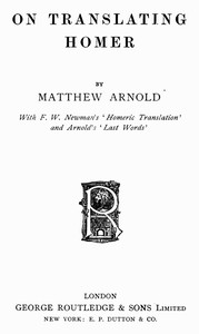 Cover of On Translating Homer