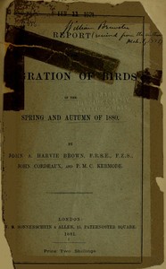 Cover of Report on the Migration of Birds in the Spring and Autumn of 1880. [Second Report]