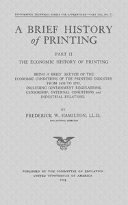 Cover of A Brief History of Printing. Part II: The Economic History of Printing