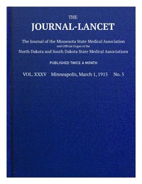 Cover of The Journal-Lancet, Vol. XXXV, No. 5, March 1, 1915 The Journal of the Minnesota State Medical Association and Official Organ of the North Dakota and South Dakota State Medical Associations